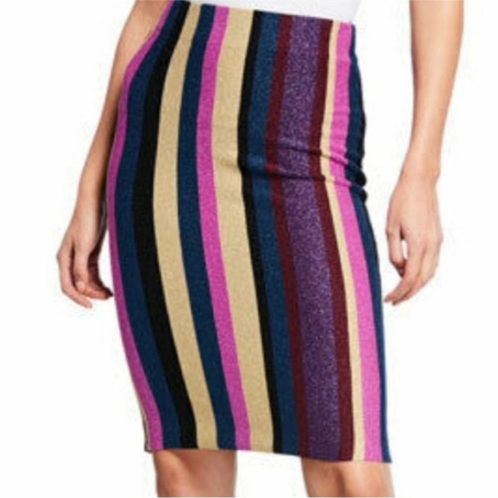 Rachel Rachel Roy Women's Striped Metallic Sweater Skirt Size M